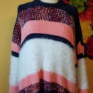 NWT Marc NY Coral Navy Colorblock Normcore Comfy Sweater Winter- Large